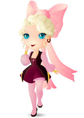 Red dress and pink bow