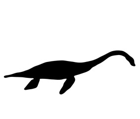 首の長いエラスモサウルスのシルエット