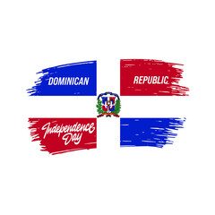 Vector illustration of Happy Dominican Republic Independence Day 27 February. Flag isolated on white background.