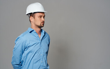 A business man with a helmet on his head Builder architect