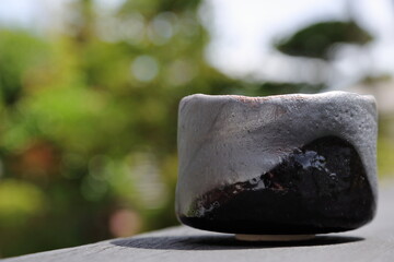 黒志野茶碗銘黒不二-1