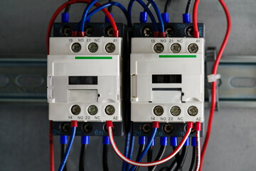 Contactors with cables in the switchboard.