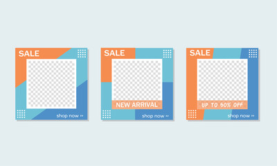 Minimalist square banner with photo space for social media ad template