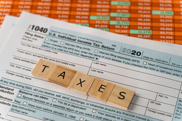 United states tax form on spreadsheet - Tax Preparation concept