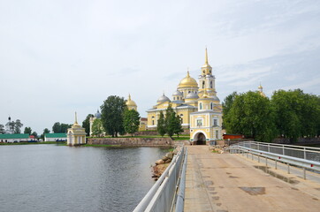 The monastery of the Nilo-Stolobenskaya desert in summer day. Tver Region, Russia