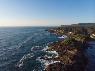 Fototapeta na wymiar Landscape ocean and rocks on the Pacific Ocean, top view