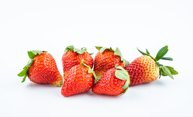 Fresh strawberries on white background