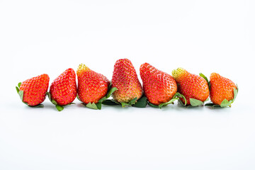 Fresh strawberries on white background