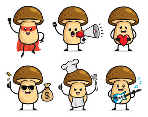 set of mushroom character design