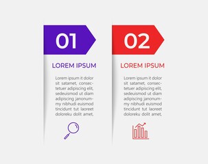 Minimal Business Infographics template. Timeline with 2 steps, options and marketing icons .Vector linear infographic with two circle conected elements. Can be use for presentation.
