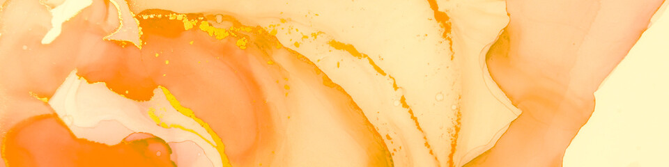 Alcohol Ink Illustration.  Modern Ginger Banner.
