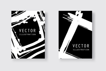 White ink brush stroke on black background. Japanese style.