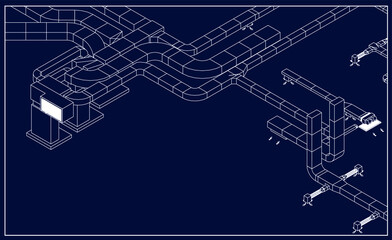 architectural blueprint of HVAC system in BIM vector	