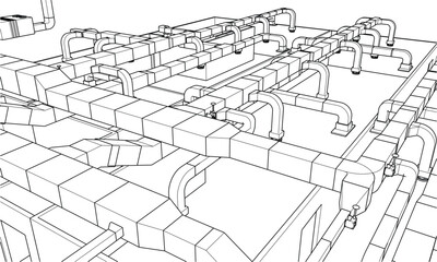 architectural isometric of HVAC system in BIM vector