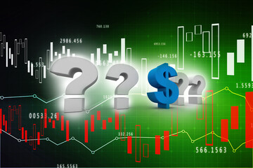 3d rendering Dollar symbol with question mark