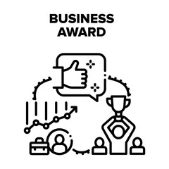 Business Award Vector Icon Concept. Business Award For Success Work Done Or Manager Growth Company Profit, Leadership And Employee Win Prize Of Competition. Awarding Winner Black Illustration