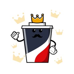 cute king carbonated cup cartoon mascot character