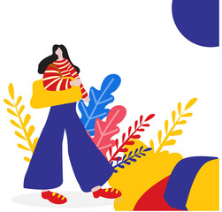 FLAT DESIGN AND PEOPLE WITH BAG