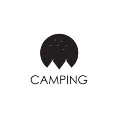 Night camping logo design template