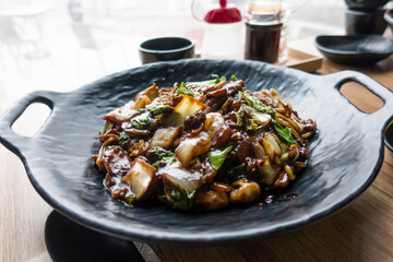 Korean food Seafood jajangmyeon, Black Soybean Sauce.