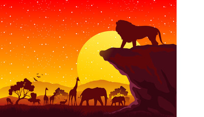 Silhouette sunset of safari  © Edy