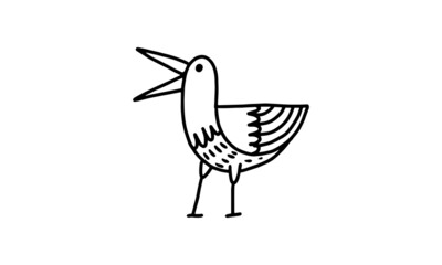 a cute little bird. pets animal cartoon coloring character collection for kids. easy funny animal drawing illustration for kids creativity. drawing guide book in vector design.