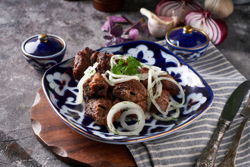 traditional fried pork marinated with onions