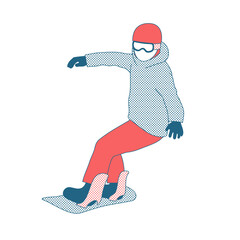 Illustration of snowboarder (white background, vector, cut out)