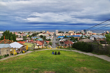 Fototapeta na wymiar The panoramic view on Punta Arenas, Patagonia, Chile