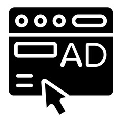 Icon of online ad in solid vector design