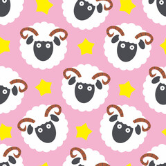 illustration vector graphic of sheep with star Seamless Pattern Design