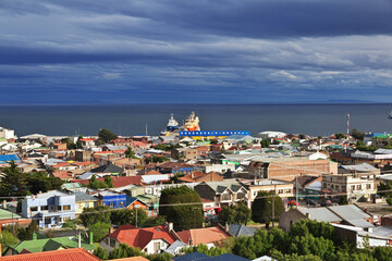 The panoramic view on Punta Arenas, Patagonia, Chile