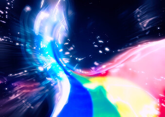 宇宙空間に光り輝く抽象的な虹