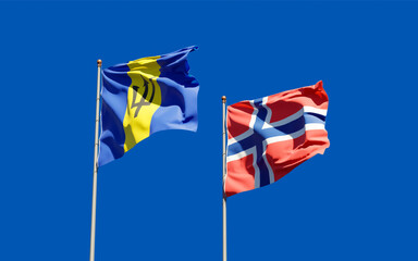 Flags of Norway and Barbados.