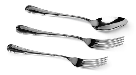Set of dining cutlery isolated on white background