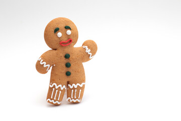 Cookie gingerbread on white background with free space