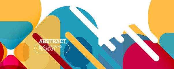 Flat geometric round shapes and dynamic lines, abstract background. Vector illustration for placards, brochures, posters and banners