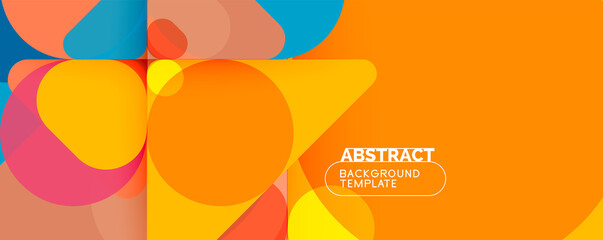 Flat geometric round shapes and dynamic lines, abstract background. Vector illustration for placards, brochures, posters and banners