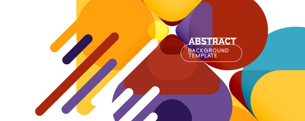 Obraz premium Flat geometric round shapes and dynamic lines, abstract background. Vector illustration for placards, brochures, posters and banners