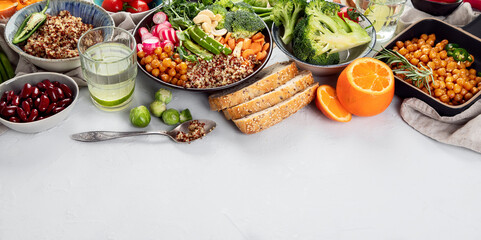 Healthy vegan chickpea, buddha bowl and vegetables