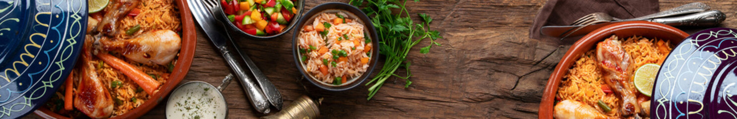 Tajin chicken stew with rice and vegetables