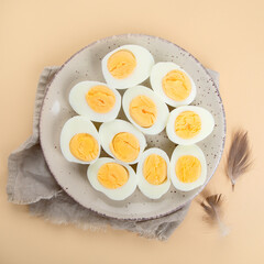 Chicken brown fresh raw eggs. Ingredients for cooking. Healthy eating concept.