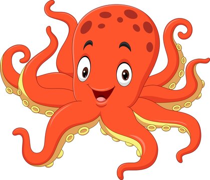 Cute octopus cartoon on white background