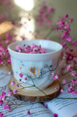 book and flowers, spring mood