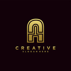 letter a logo with modern concept gold gradient color style. Premium Vector. part 7