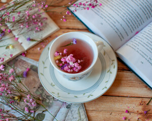 book and flowers, spring mood