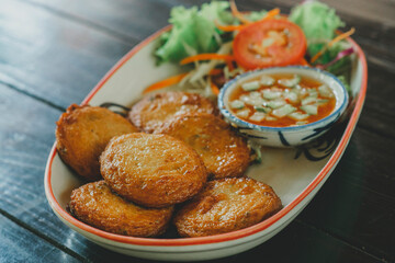 Thai Food Curried fish cake. Fish Cake (Tod Mun Pla)