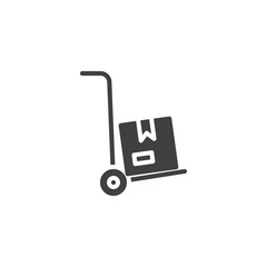 Cargo trolley vector icon. filled flat sign for mobile concept and web design. Package delivery service glyph icon. Symbol, logo illustration. Vector graphics