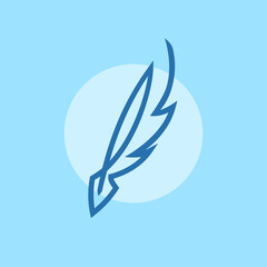 Quill pen simple monoline logo vector icon illustration