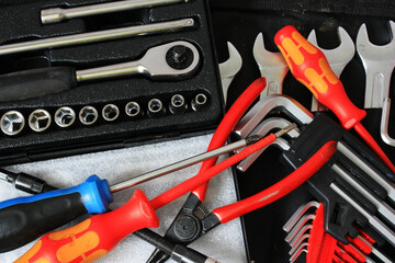 Locksmith tools lie on the table